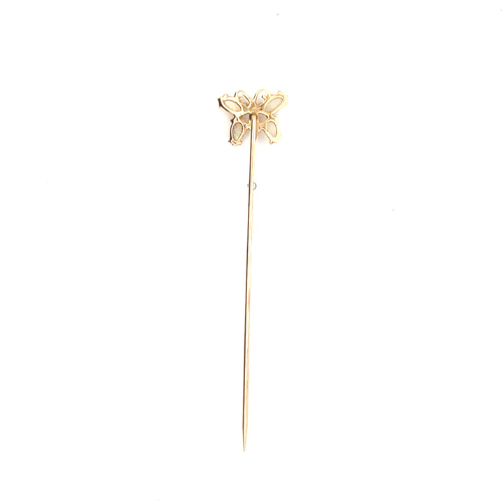 Estate 14K Yellow Gold 0.56CTW Opal Butterfly Stick Pin