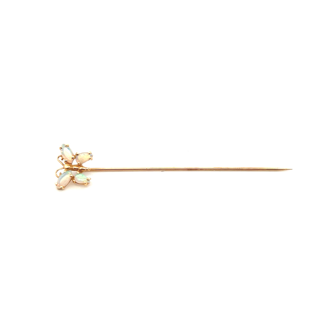 Estate 14KT Yellow Gold Opal Butterfly Pin, ca. 1960's