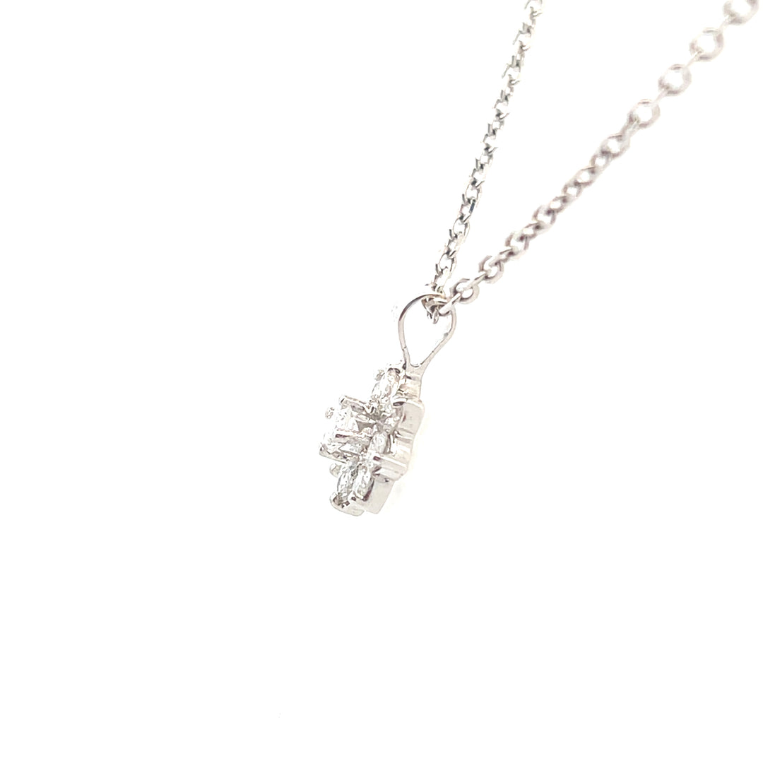 Estate 14K White Gold 0.50CTW Diamond Floral Cluster Pendant