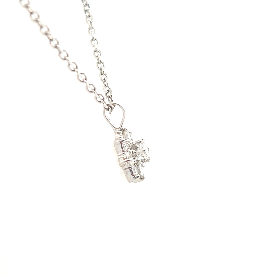Estate 14KT White Gold Diamond Floral Cluster Pendant, ca. 2000's