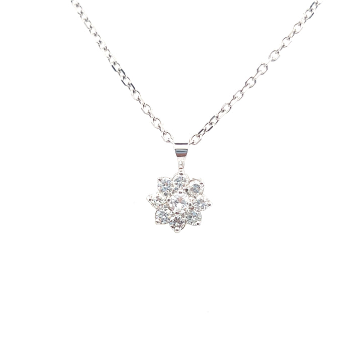 Estate 14KT White Gold Diamond Floral Cluster Pendant, ca. 2000's