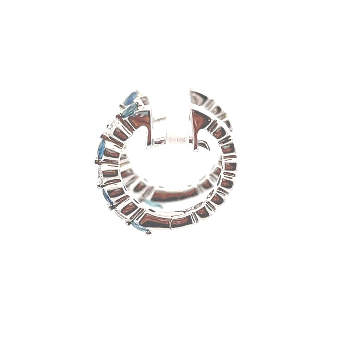 Estate 18KT White Gold Sapphire & Diamond Hoops