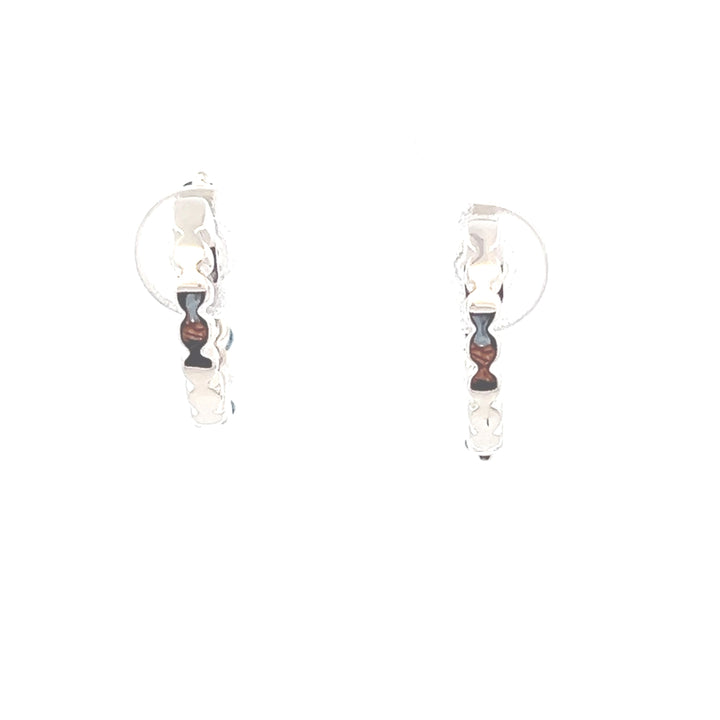 Estate 18KT White Gold Sapphire & Diamond Hoops