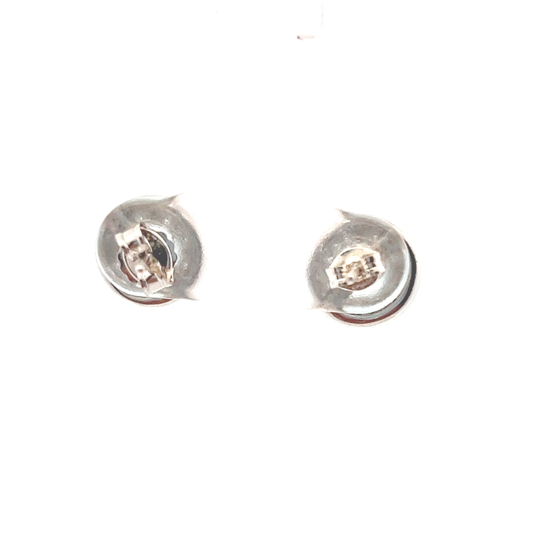 Estate Sterling Silver Aquamarine & Cubic Zirconia Studs, ca. 2000's