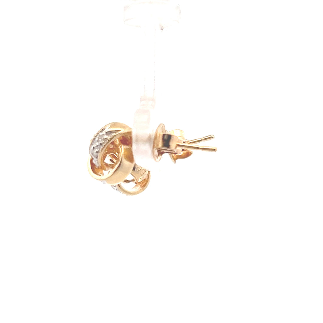 Estate 14KT Yellow Gold Diamond Twisted Knot Studs, ca. 1990's