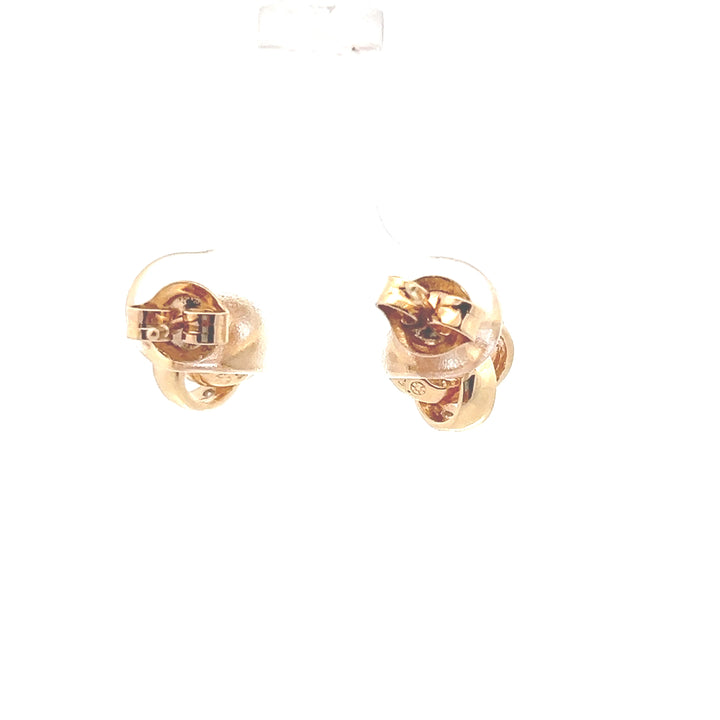 Estate 14KT Yellow Gold Diamond Twisted Knot Studs, ca. 1990's