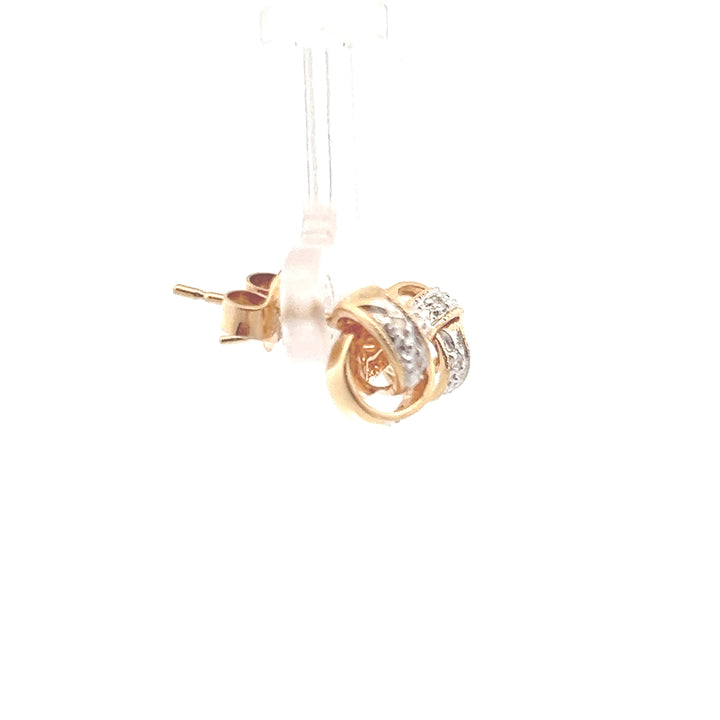 Estate 14KT Yellow Gold Diamond Twisted Knot Studs, ca. 1990's