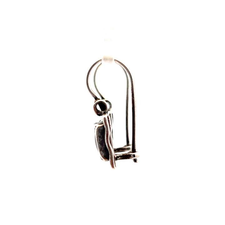 Estate Sterling Silver Square Cabochon Garnet Drop Earrings by Silpada