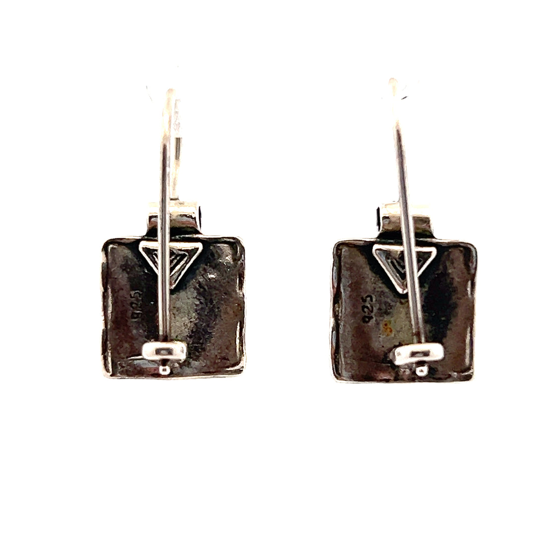 Estate Sterling Silver Square Garnet Earrings, Silpada