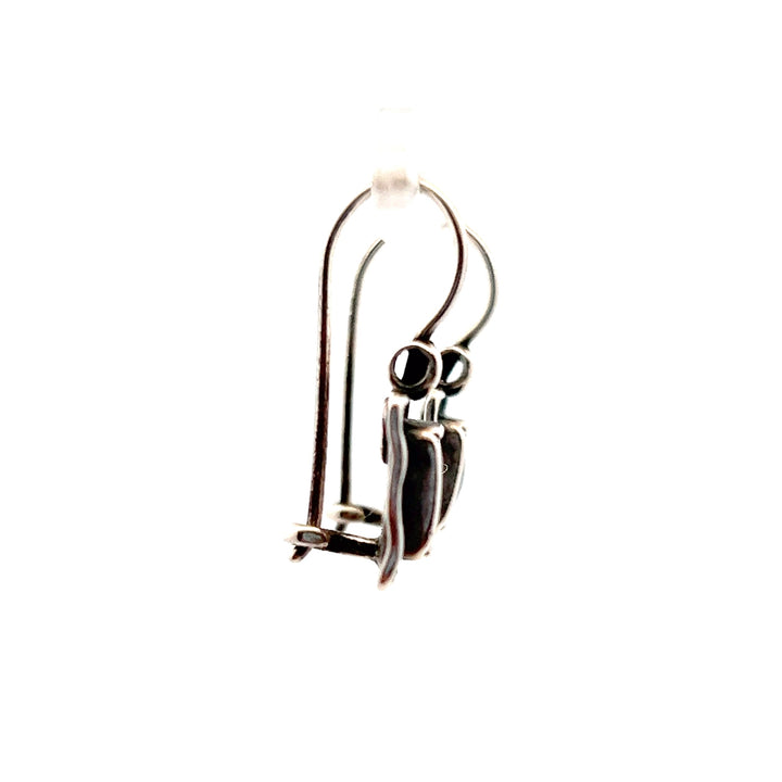 Estate Sterling Silver Square Cabochon Garnet Drop Earrings by Silpada