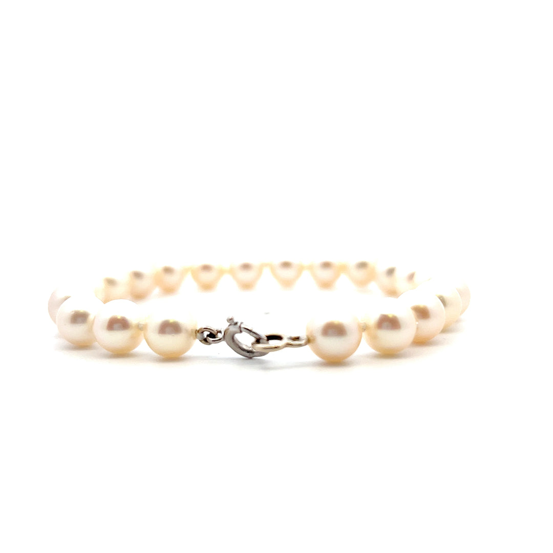 Estate 14KT White Gold Cultured Pearl Bracelet, ca. 1990's