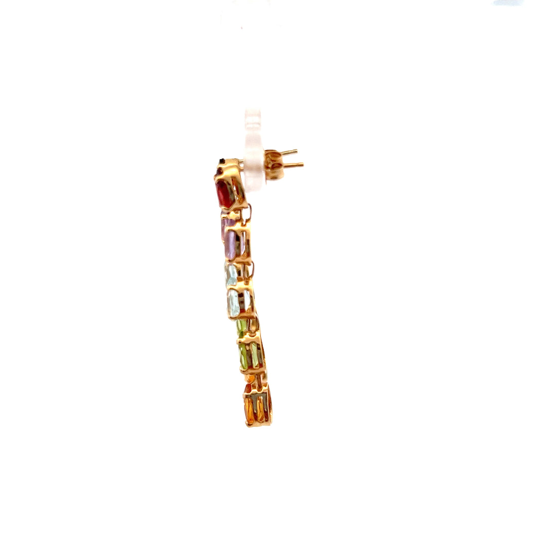 Estate 14KT Yellow Gold Pear Multi-Stone Earrings