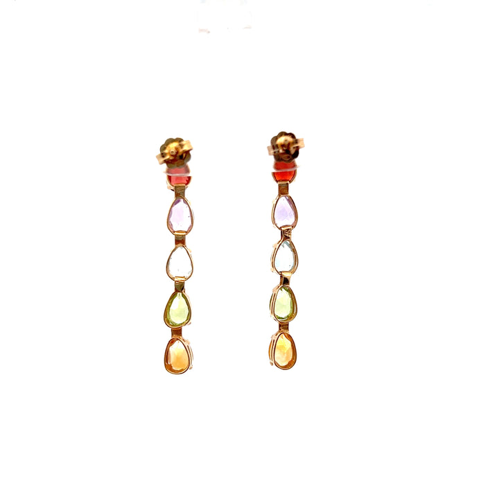 Estate 14KT Yellow Gold Pear Multi-Stone Earrings