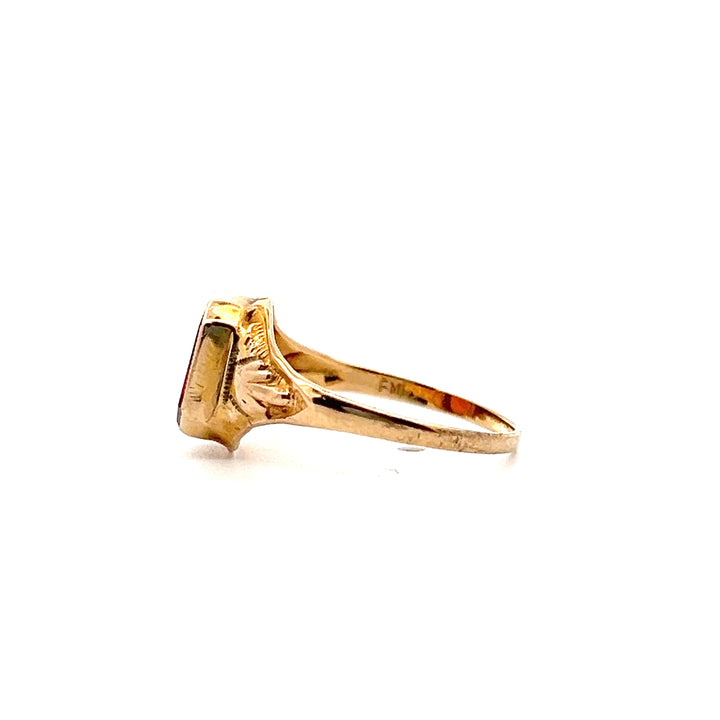 Estate 10KT Yellow Gold Emerald Cut Citrine Ring, ca. 1930's