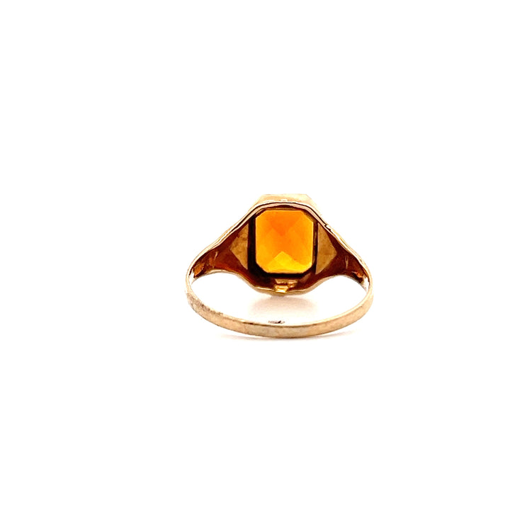 Estate 10KT Yellow Gold Emerald Cut Citrine Ring, ca. 1930's