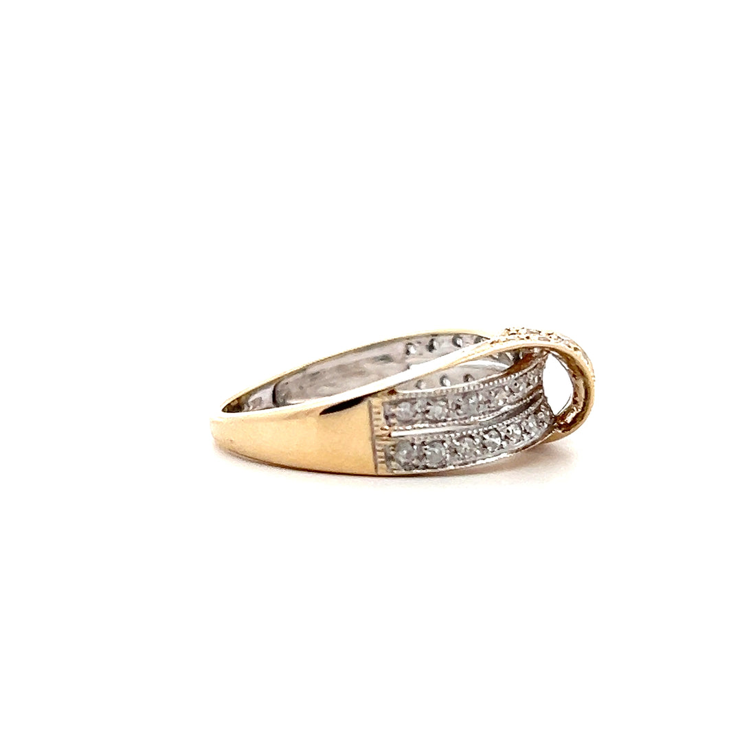 Estate 14KT Two-Tone Gold Diamond Crossover Ring