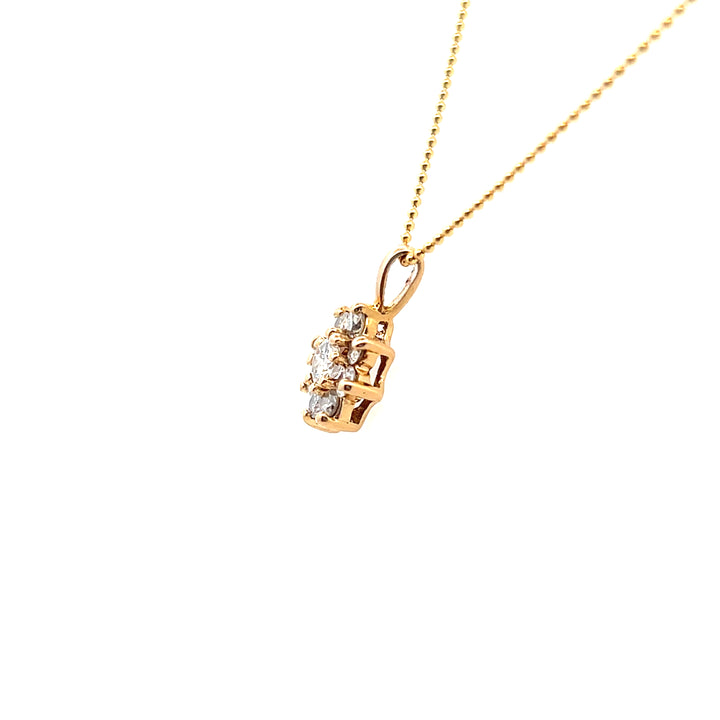 Estate 14KT Yellow Gold Diamond Flower Pendant
