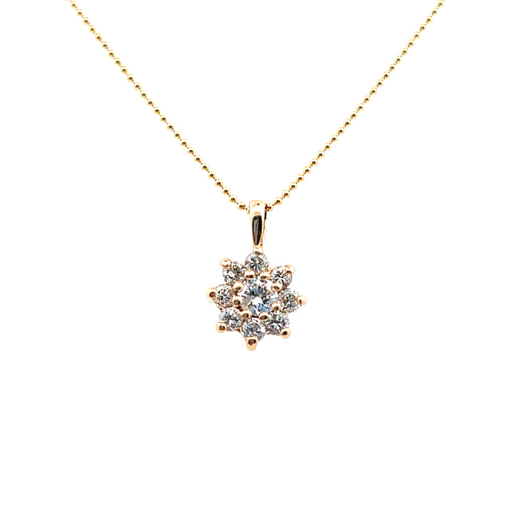 Estate 14K Yellow Gold 0.50CTW Diamond Flower Pendant