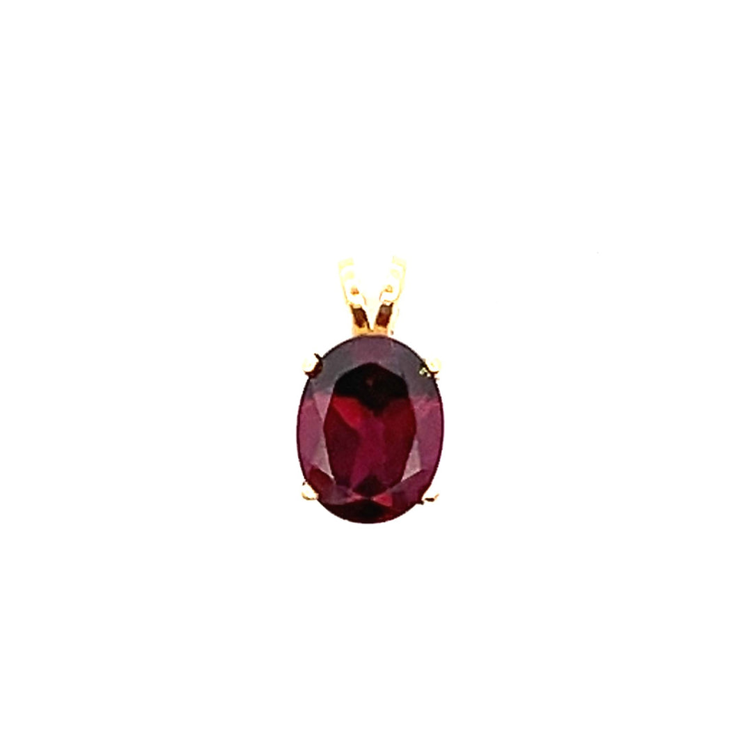Estate 14K Yellow Gold 2.30CTW Oval Rhodolite Garnet Solitaire Pendant