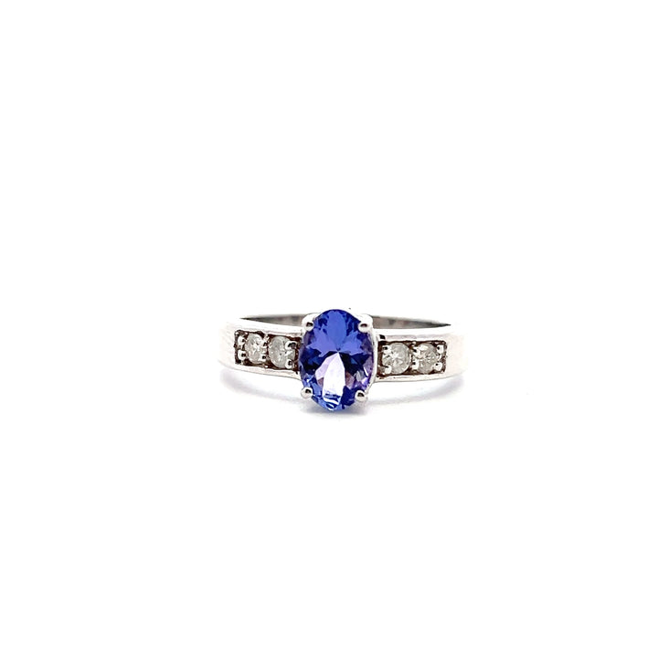 Estate 14KT White Gold Oval Tanzanite & Diamond Ring, ca. 2000's
