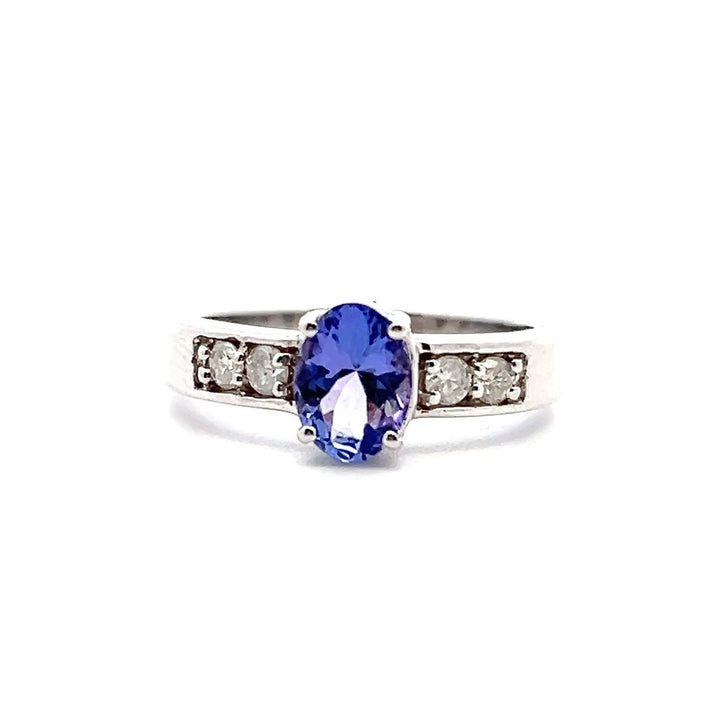 Estate 14K White Gold 1.20CTW Oval Tanzanite & Diamond Ring