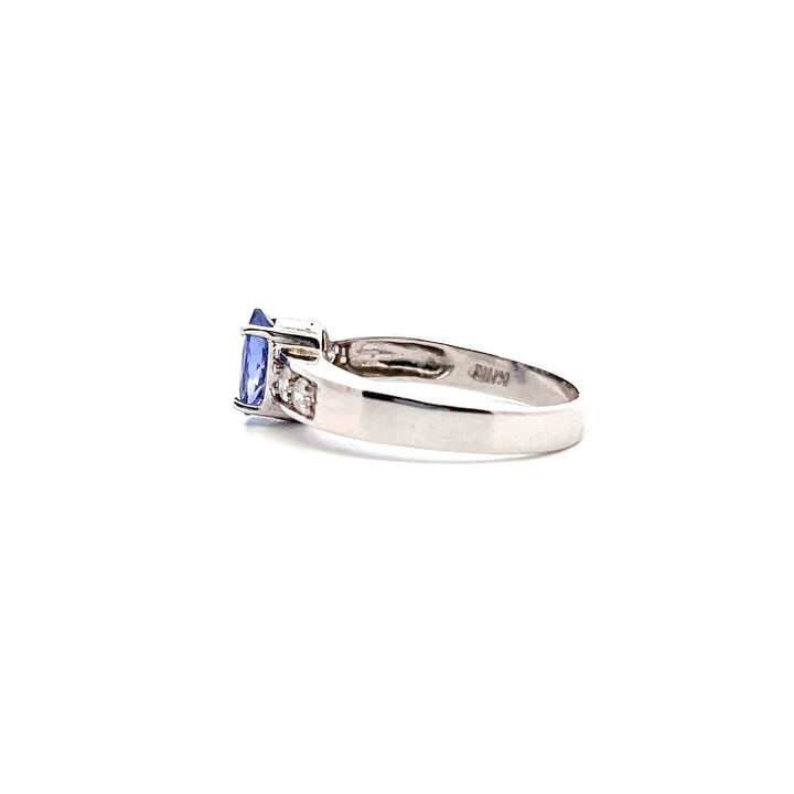 Estate 14KT White Gold Oval Tanzanite & Diamond Ring, ca. 2000's