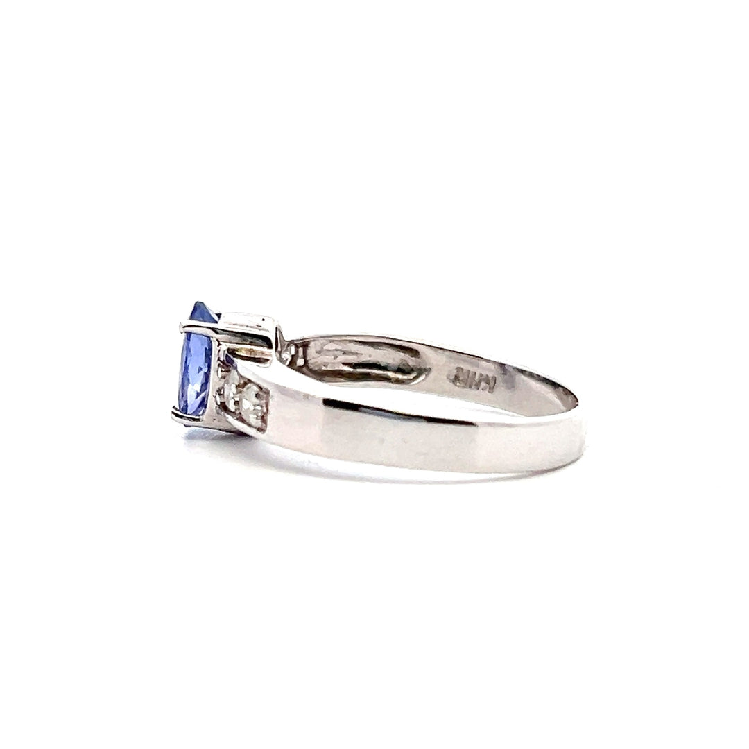 Estate 14K White Gold 1.20CTW Oval Tanzanite & Diamond Ring