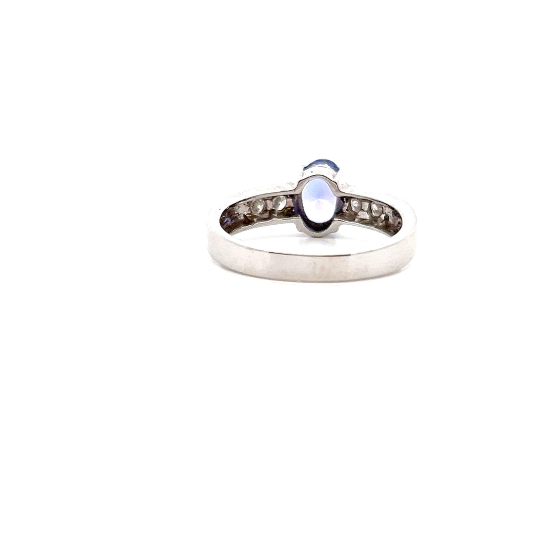 Estate 14KT White Gold Oval Tanzanite & Diamond Ring, ca. 2000's