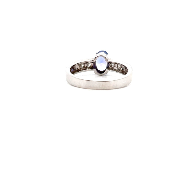 Estate 14KT White Gold Oval Tanzanite & Diamond Ring, ca. 2000's