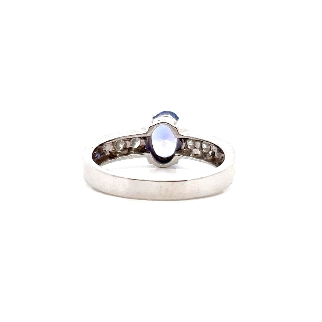Estate 14K White Gold 1.20CTW Oval Tanzanite & Diamond Ring