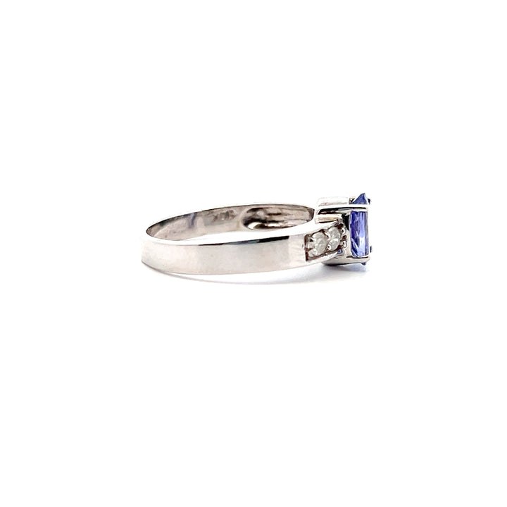 Estate 14KT White Gold Oval Tanzanite & Diamond Ring, ca. 2000's