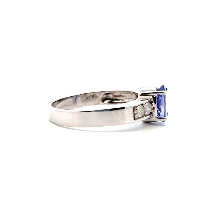 Estate 14K White Gold 1.20CTW Oval Tanzanite & Diamond Ring