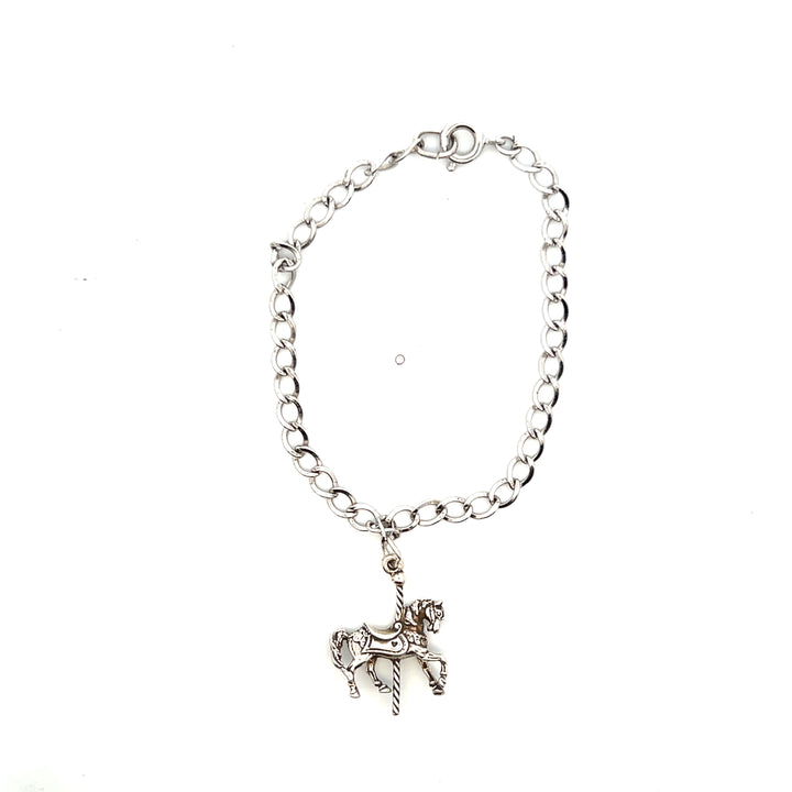 Estate Sterling Silver Charm Bracelet with Horse Charm