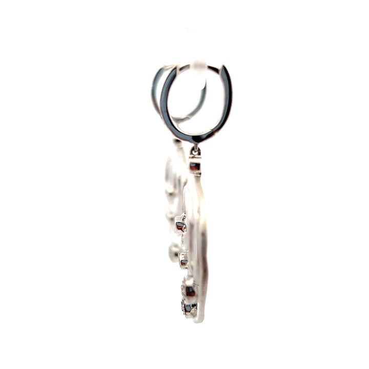 Estate Sterling Silver Diamond Oval Loop Earrings