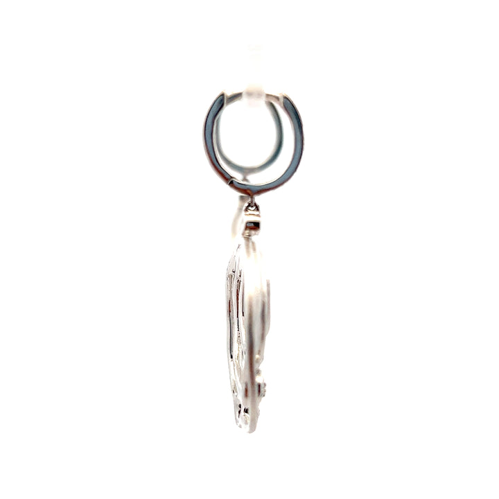 Estate Sterling Silver Diamond Oval Loop Earrings