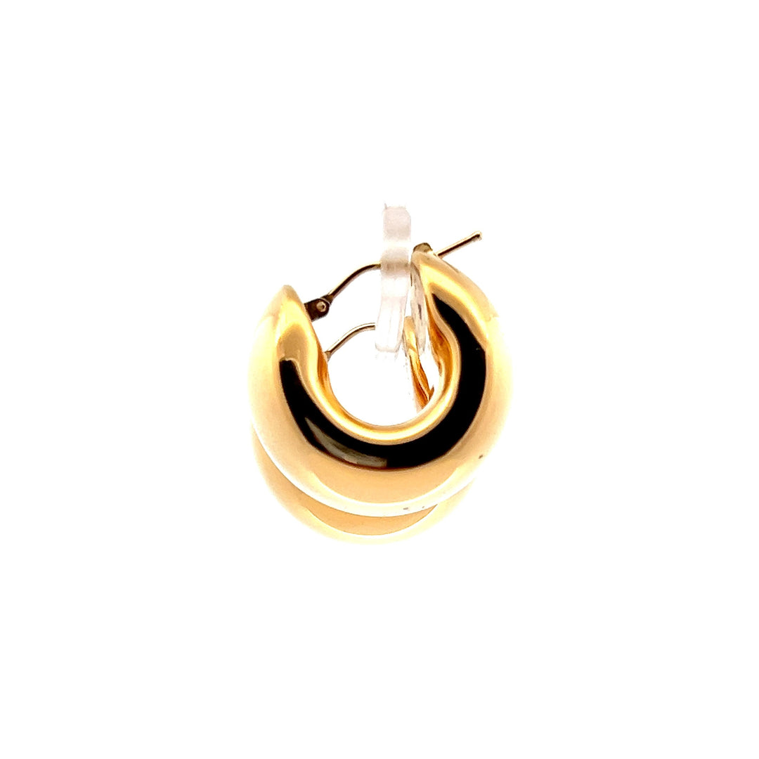 Estate 14K Yellow Gold Hollow Wide Hoop Earrings