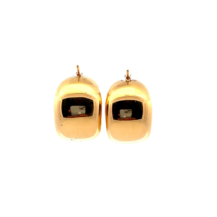 Estate 14K Yellow Gold Hollow Wide Hoop Earrings