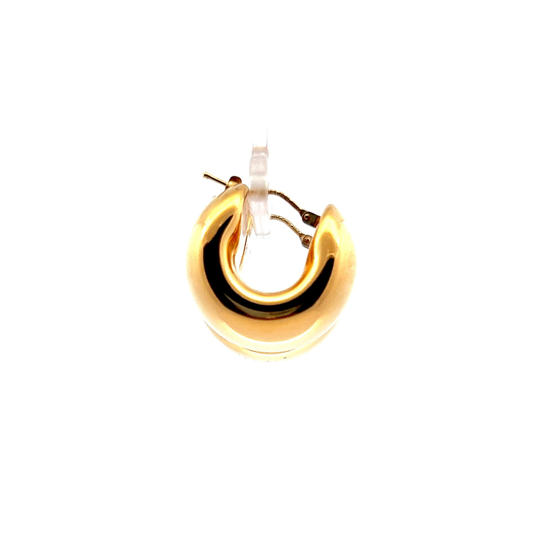 Estate 14K Yellow Gold Hollow Wide Hoop Earrings