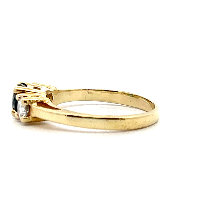 Estate 18KT Yellow Gold Sapphire & Diamond Three-Stone Ring