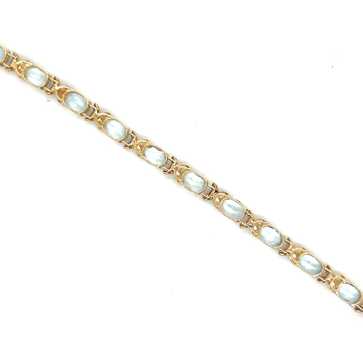 Estate 14K Yellow Gold 7.14CTW Aquamarine Vintage Flower Link Bracelet