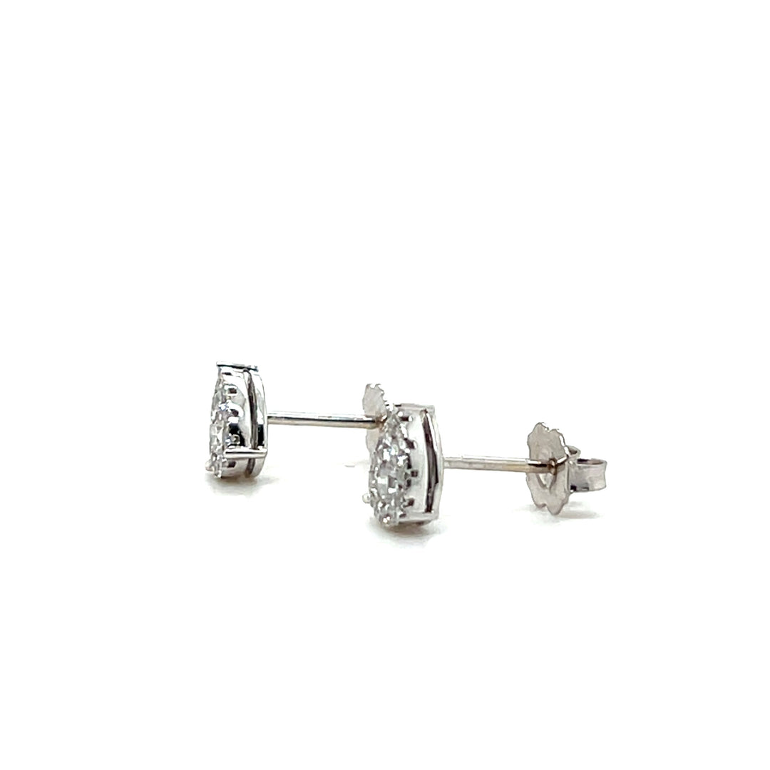 Estate 18KT White Gold Pear Shaped Diamond Earrings, Contemporary