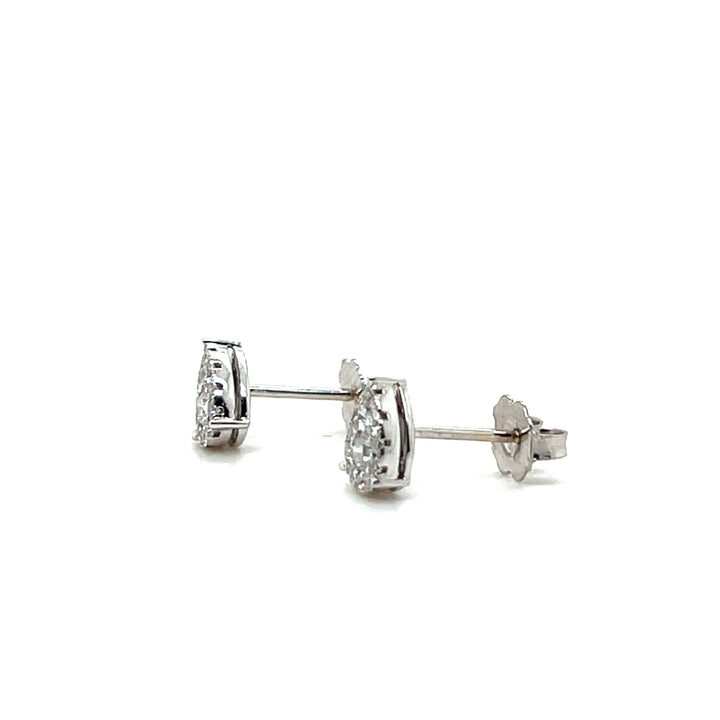Estate 18KT White Gold Pear Shaped Diamond Earrings, Contemporary