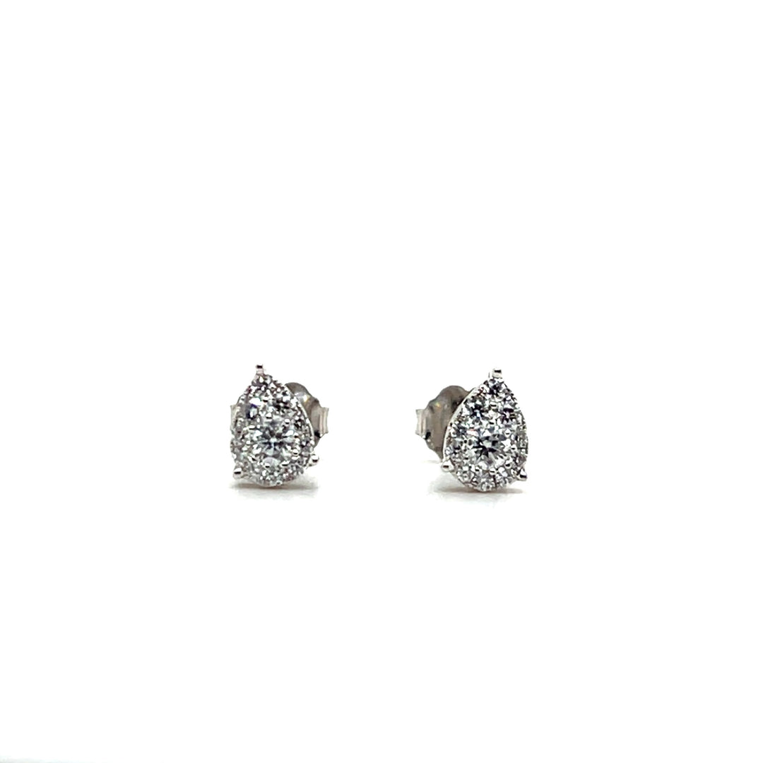 Estate 18KT White Gold Pear Shaped Diamond Earrings, Contemporary