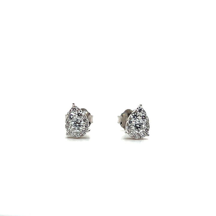 Estate 18KT White Gold Pear Shaped Diamond Earrings, Contemporary
