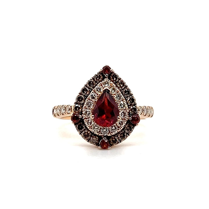 Estate 14K Rose Gold Garnet and Diamond Halo Ring by Le Vian