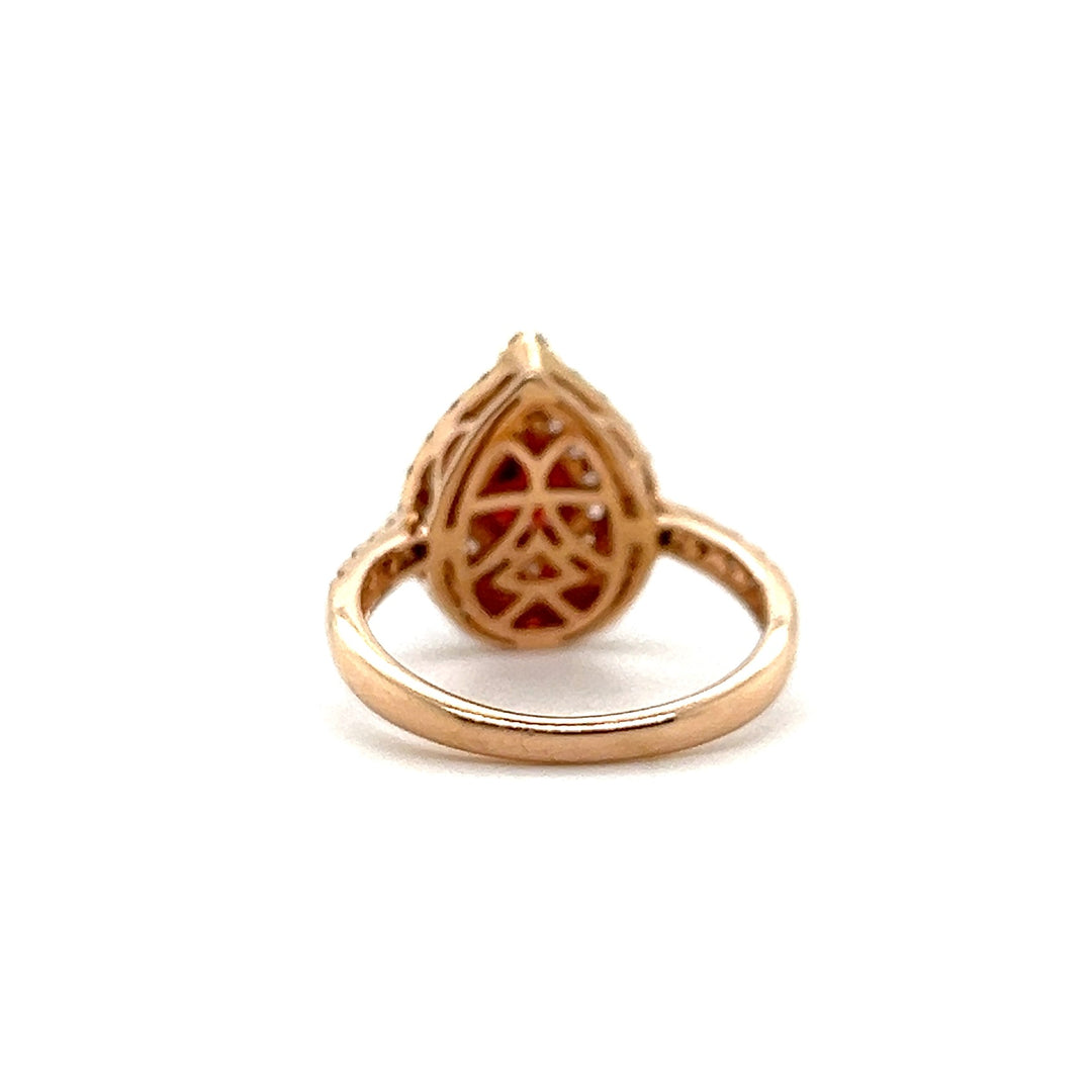Estate 14K Rose Gold Garnet and Diamond Halo Ring by Le Vian