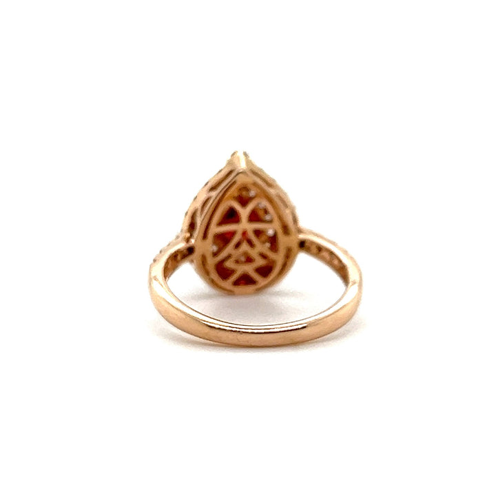 Estate 14K Rose Gold Garnet and Diamond Halo Ring by Le Vian