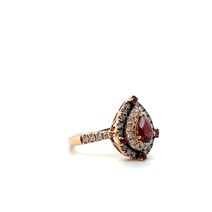 Estate Le Vian 14KT Rose Gold Garnet and Diamond Ring, Contemporary