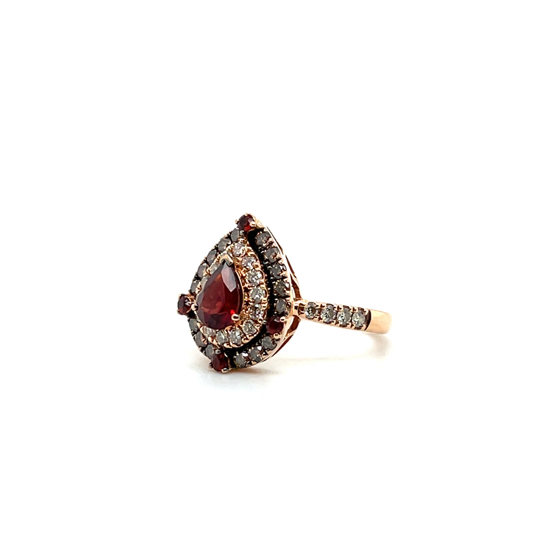 Estate Le Vian 14KT Rose Gold Garnet and Diamond Ring, Contemporary