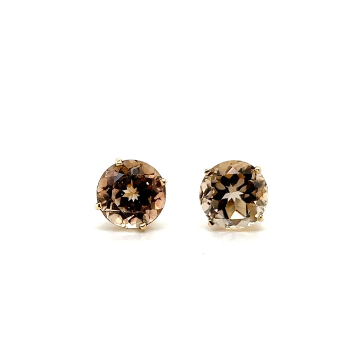 Estate 14KT Yellow Gold Brown Topaz Stud Earrings, ca. 1990's